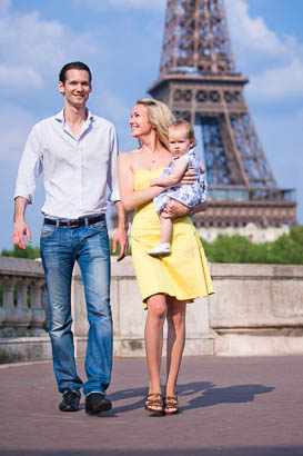 Family Walks Near Eiffel Tower