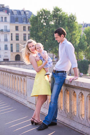 Family on Bridge in Paris