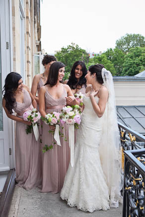 Paris wedding party on balcony