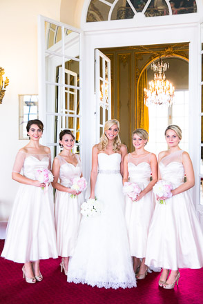 Brides with bridesmaids French chandelier