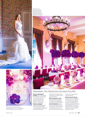 Cousteau-Gorse Real Wedding article in Brides Magazine Spring 2014