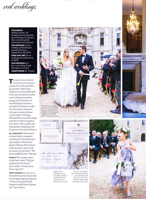 Gorse-Cousteau wedding article in Brides Magazine Spring 2014