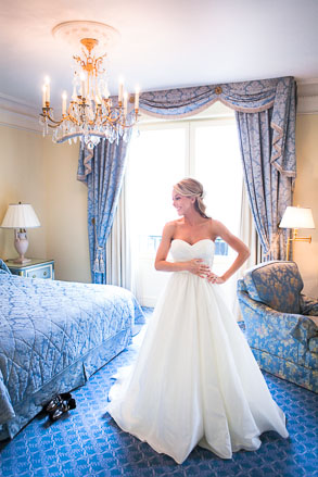 Bride in Gown in Paris Hotel Room