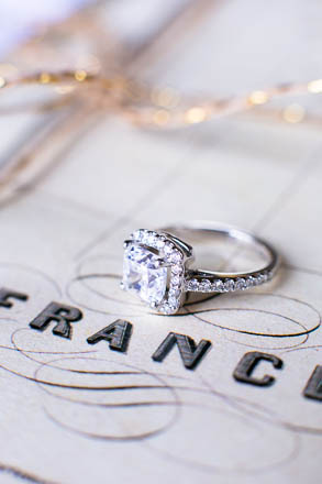 Engagement Ring Placed Over a French Map 