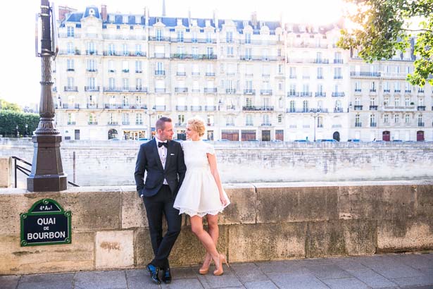 Bride and Groom in Front of Paris Haussman Building