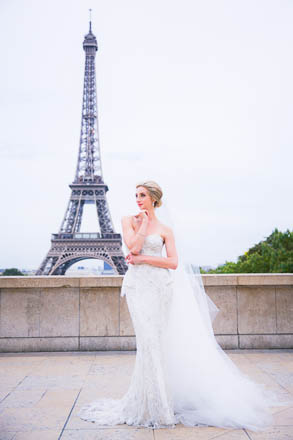 Bridal Portrait in Front of Eiffel Tower
